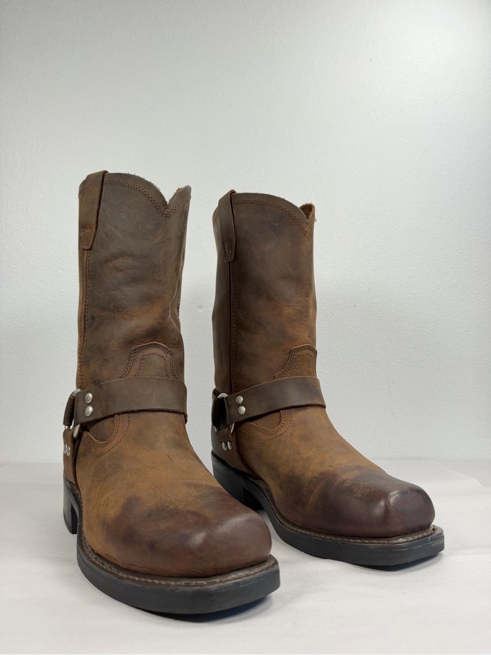 Cody James Men's Harness Boots Size 10 M CJ9995BR Brown Leather Biker Boots